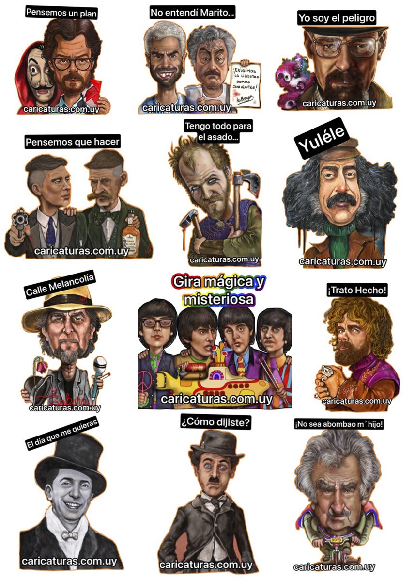 stickers de personajes I Caricaturas Uruguay