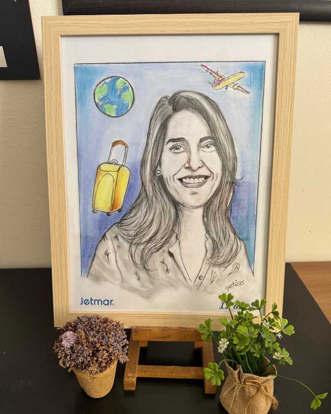 Caricaturas en vivo para eventos empresariales enmarcadas